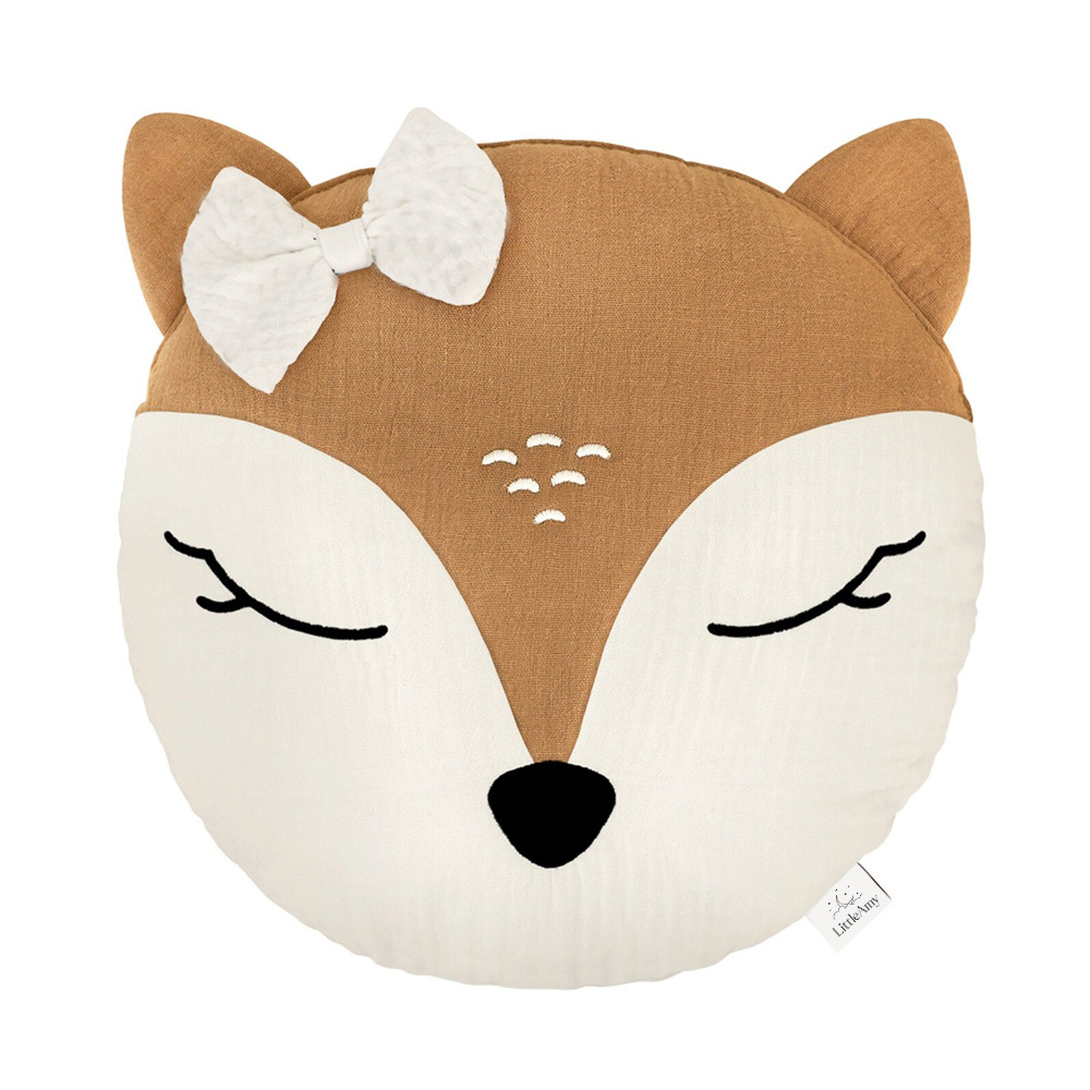 Perna decorativa din muselina Bambi cu fundita, Little Amy, Camel, 30 cm