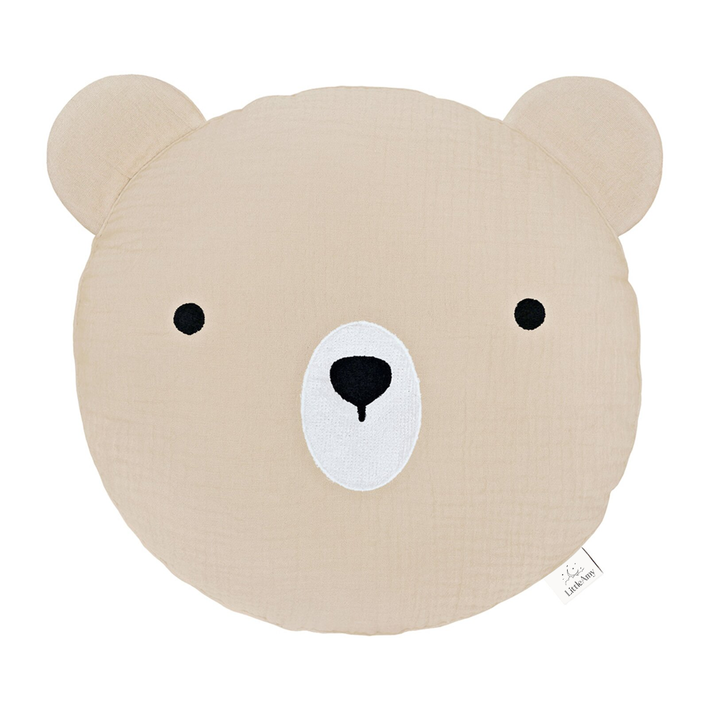 Perna decorativa din muselina Ursulet, Little Amy, Bej deschis, 30 cm