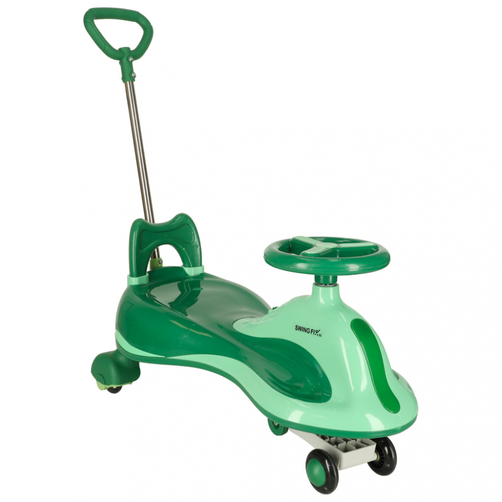 PlasmaCar SwingFix S2 Green cu maner parental,lumini LED,Roti silentioase din cauciuc,Centura de siguranta,de la 3 ani - 3