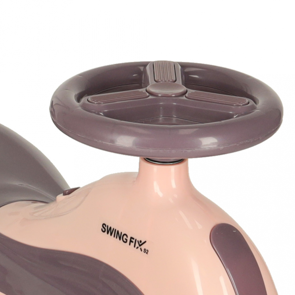 PlasmaCar SwingFix S2 Pink cu maner parental,lumini LED,Roti silentioase din cauciuc,Centura de siguranta,de la 3 ani