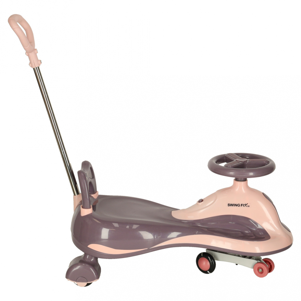 PlasmaCar SwingFix S2 Pink cu maner parental,lumini LED,Roti silentioase din cauciuc,Centura de siguranta,de la 3 ani - 2