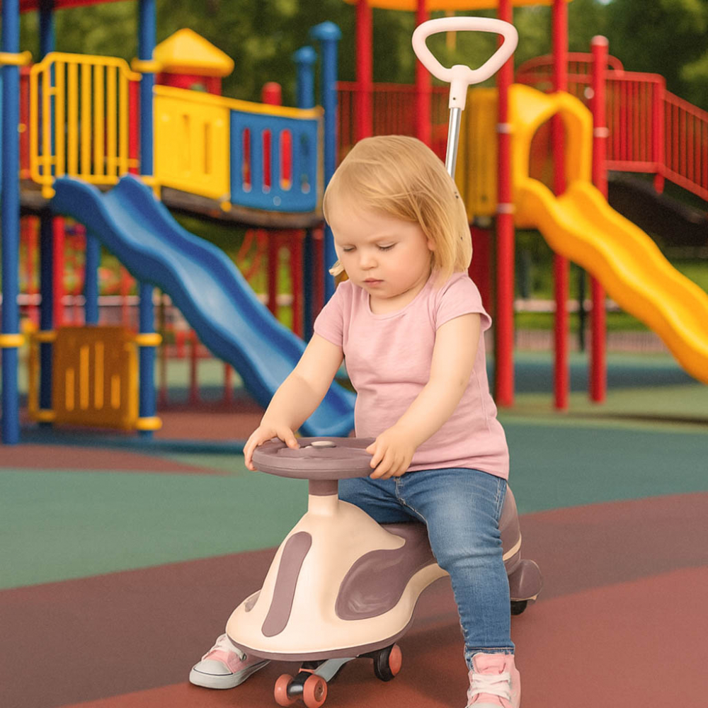 PlasmaCar SwingFix S2 Pink cu maner parental,lumini LED,Roti silentioase din cauciuc,Centura de siguranta,de la 3 ani - 3