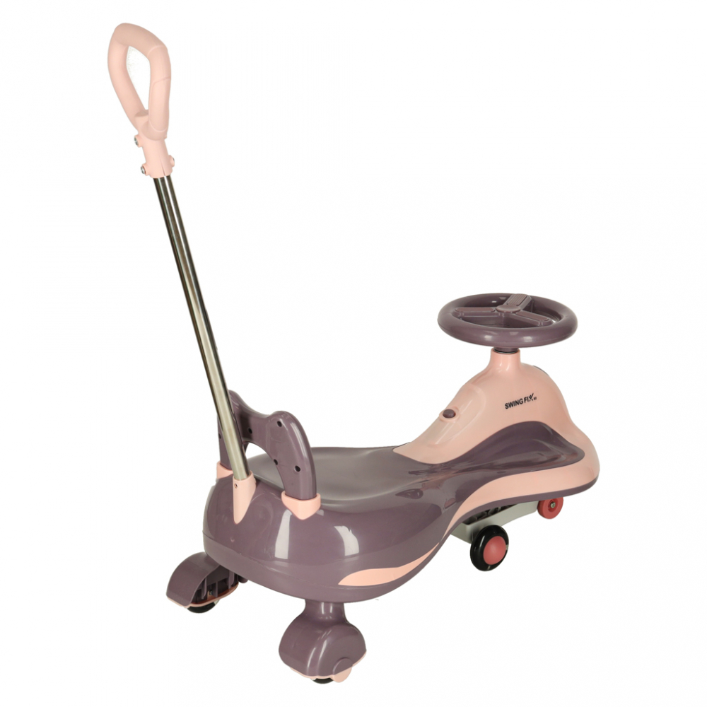 PlasmaCar SwingFix S2 Pink cu maner parental,lumini LED,Roti silentioase din cauciuc,Centura de siguranta,de la 3 ani - 4