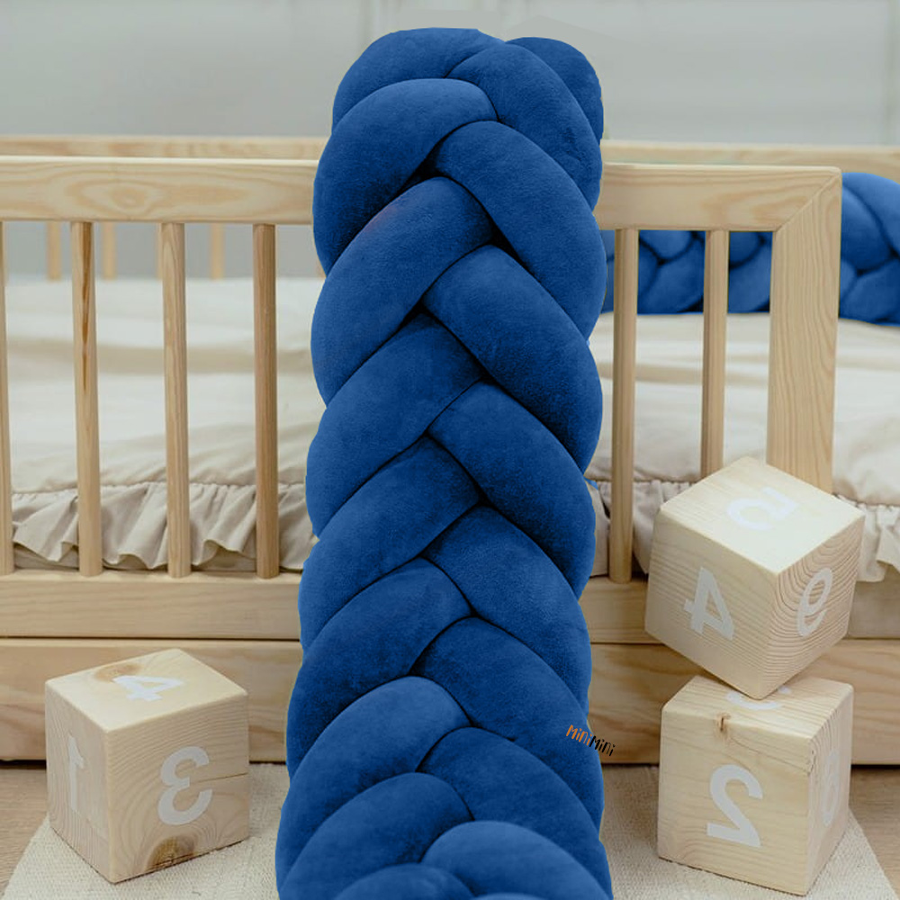 Protectie de pat impletita, MiniMini, Velvet Magic, Albastru Royal, 250 cm