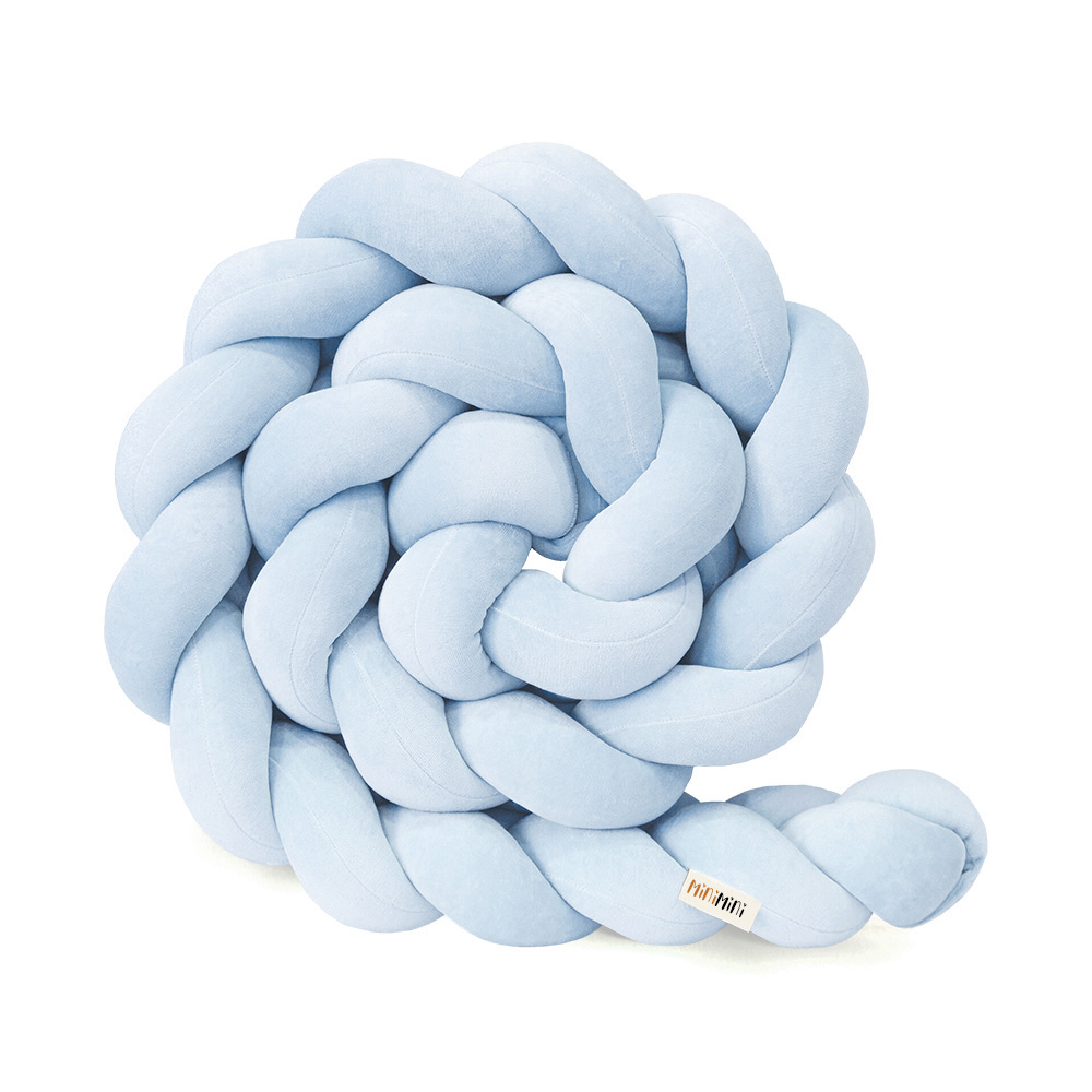 Protectie de pat impletita, MiniMini, Velvet Magic, Baby Blue, 250 cm