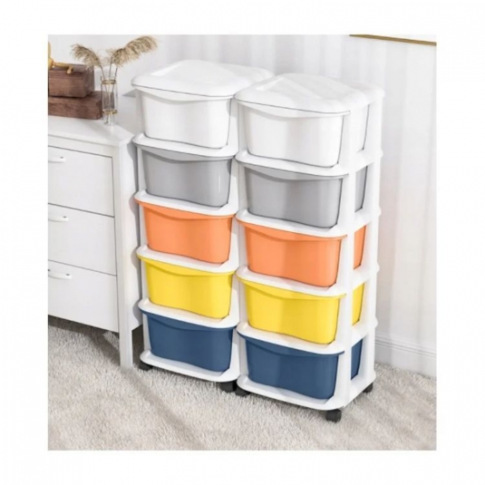 Raft cu 5 compartimente pentru depozitarea diverselor obiecte ModernHome PO08 Multicolor