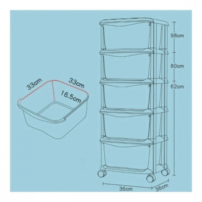Raft cu 5 compartimente pentru depozitarea diverselor obiecte ModernHome PO08 Multicolor - 2