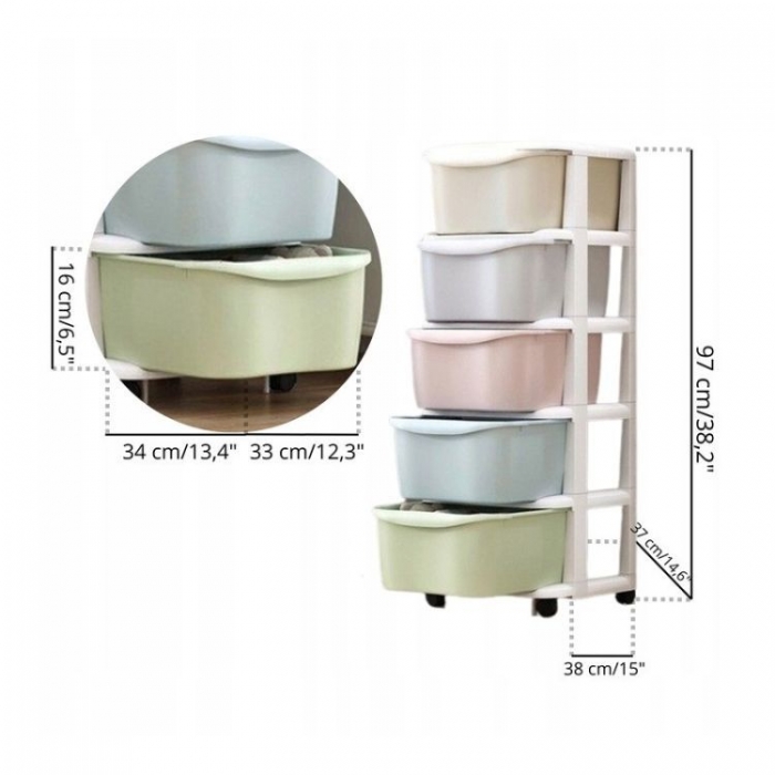 Raft cu 5 compartimente pentru depozitarea diverselor obiecte ModernHome PO10 Multicolor - 2