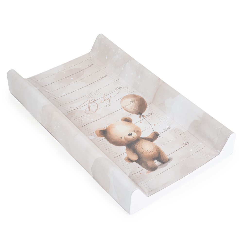 Saltea de infasat cu intaritura Cangaroo Hello Baby 80x50 cm cu Taliometru incorporat,Suprafata impermeabila usor de curatat,Ideala pentru montare pe patut,Margini rotunjite si suprafata moale