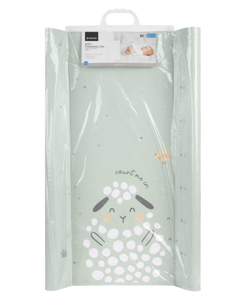 Saltea de infasat moale pentru bebelusi KikkaBoo Sleepy Sheep 70x50cm soft cu suprafata impermeabila,Taliometru incorporat,Contur lateral mai inalt restrictie blanda antirostogolire,Potrivita pentru acasa,cabinete medicale