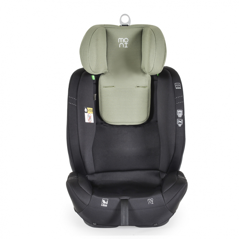 Scaun auto Moni Start Green omologat I-SIZE R129,pentru copii 76-150 cm,Tetiera reglabila 13 pozitii,Centura fixare Top-Tether,Centura siguranta in 5 puncte,Pernuta reductor,Husa detasabila,Jucarie plus si paturica CADOU - 3