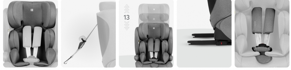 Scaun auto cu ISOFIX KikkaBoo i-Cross i-SIZE Brown 76-150 cm,Tetiera reglabila in 13 pozitii cu spuma de memorie,Centura Top Tether,Husa detasabila,Perna reductor - 7