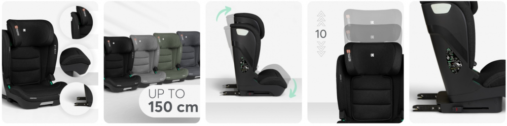 Scaun auto cu isofix KikkaBoo i-Scout Dark Grey i-SIZE 100-150 cm,SPS-sistem de protectie impact lateral,Spatar reglabil in 4 pozitii,Tetiera reglabila in 10 pozitii,Conectori Isofix telescopici cu sistem vizual verificare - 7