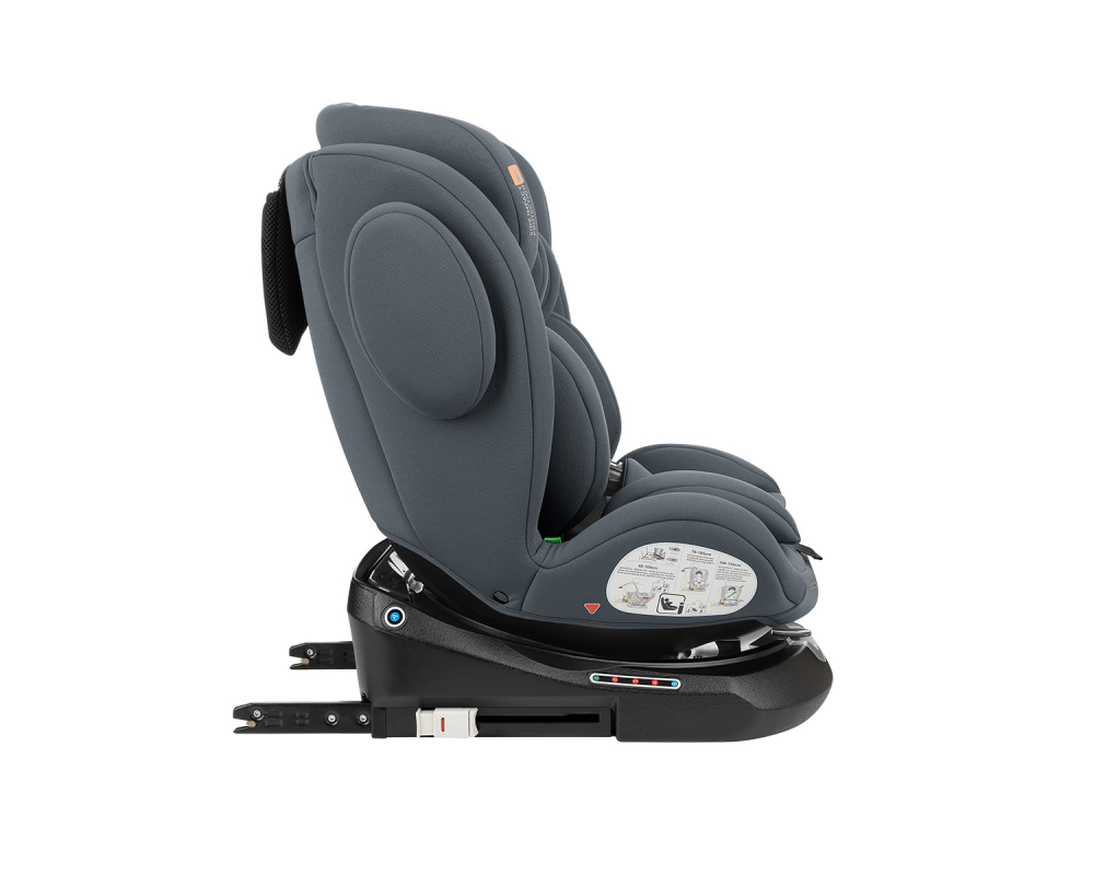 Scaun auto pentru copii cu ISOFIX KikkaBoo I-Felix DarkGrey,Omologat I-Size 40-150cm,R129,SPS-Protectie impact lateral, Tetiera reglabila 11 pozitii,Sezut rotativ,5 pozitii inclinare spatar,Centura Top Tether,Saltea reductor