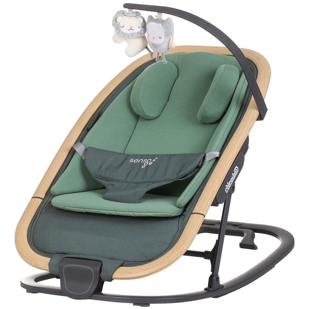 Scaunel balansoar Chipolino Senso Basil Wood cu spatar reglabil, bara de jucarii, suport pentru cap, centuri de siguranta, pliere compacta - 4