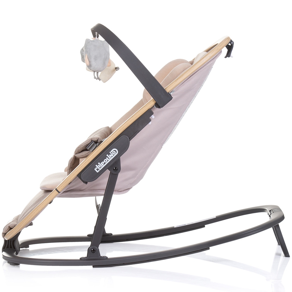 Scaunel balansoar Chipolino Senso Biscotta Wood cu spatar reglabil, bara de jucarii, suport pentru cap, centuri de siguranta, pliere compacta - 2