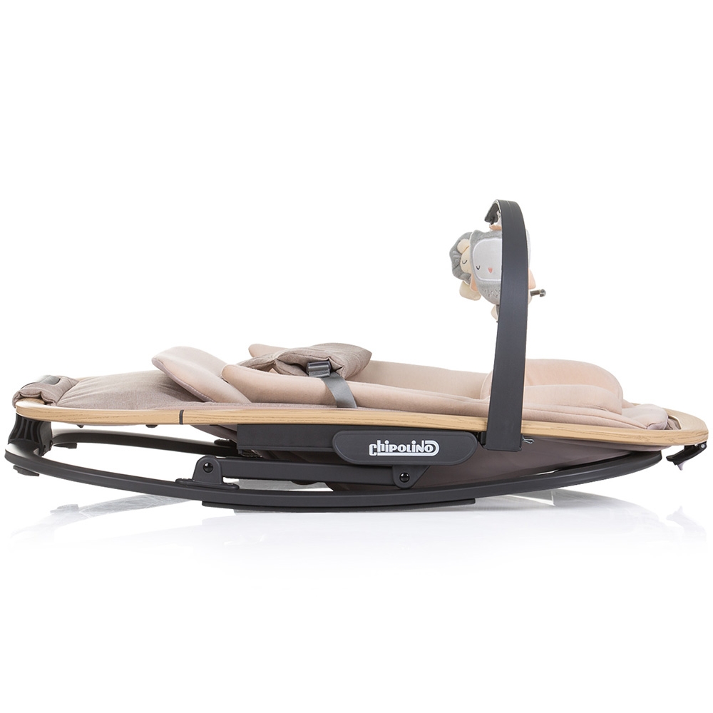 Scaunel balansoar Chipolino Senso Biscotta Wood cu spatar reglabil, bara de jucarii, suport pentru cap, centuri de siguranta, pliere compacta - 3