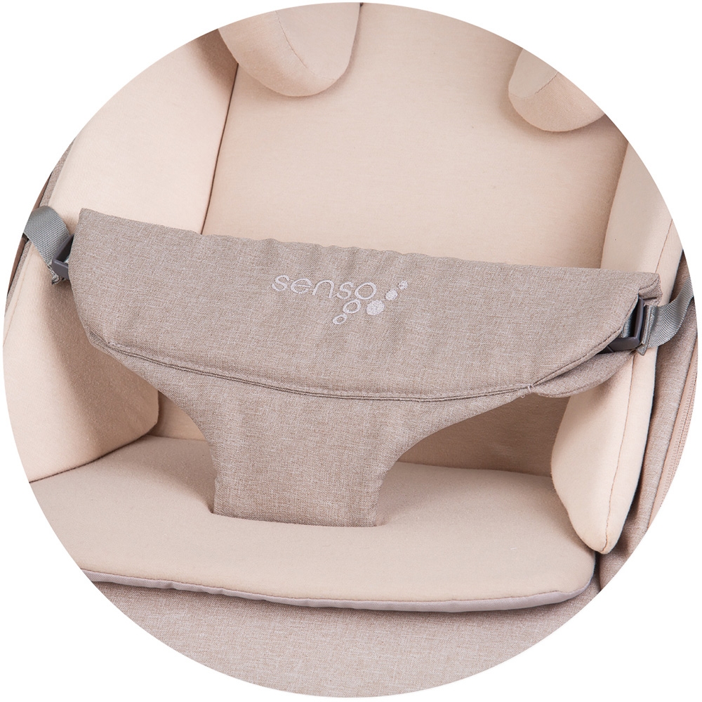 Scaunel balansoar Chipolino Senso Biscotta Wood cu spatar reglabil, bara de jucarii, suport pentru cap, centuri de siguranta, pliere compacta - 5