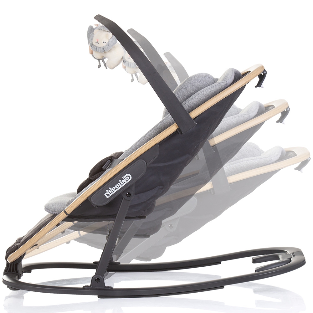 Scaunel balansoar Chipolino Senso Cloud Wood cu spatar reglabil, bara de jucarii, suport pentru cap, centuri de siguranta, pliere compacta - 1