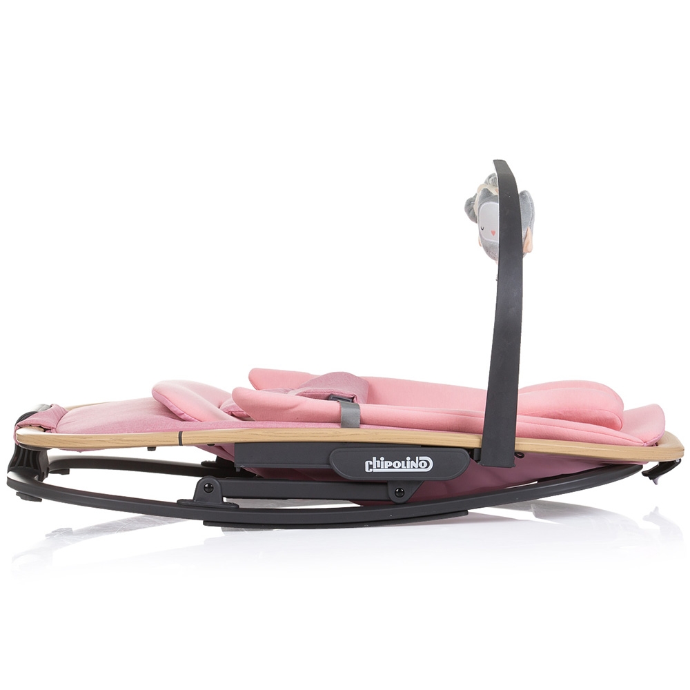 Scaunel balansoar Chipolino Senso Pink Marshmallow Wood cu spatar reglabil, bara de jucarii, suport pentru cap, centuri de siguranta, pliere compacta - 3