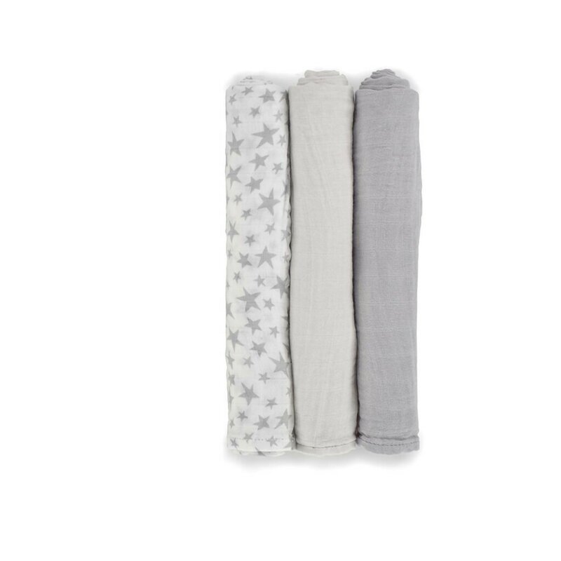 Set 3 scutece, Jane, Din muselina de bambus, Hipoalergenice, 80 x 80 cm, Star - 1
