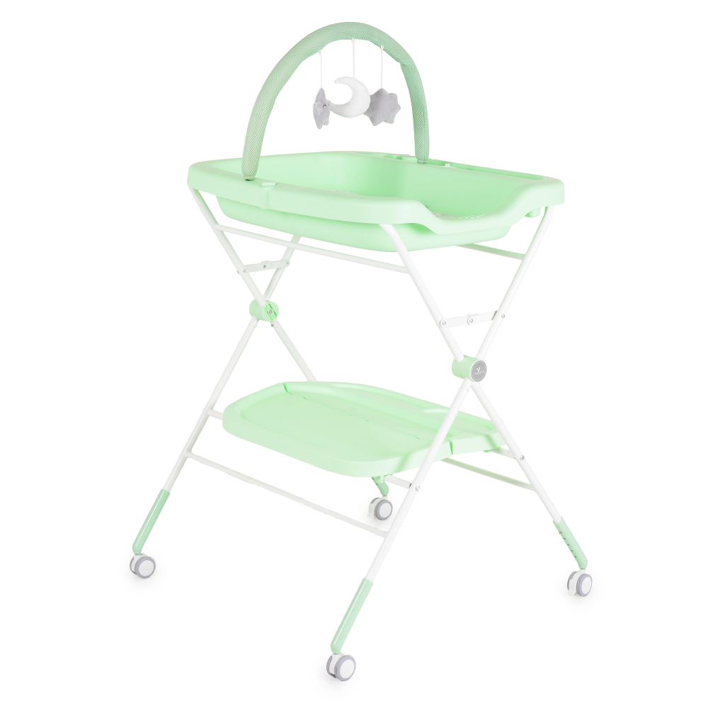 Set Multifunctional Masuta schimbat scutece pliabila cu Saltea Cangaroo Croco Verde,Saltea cu Taliometru,Husa detasabila cu fermoar,Inaltime reglabila pe 5 nivele,Roti cu blocare,Bara cu jucarii,Organizator,Polita accesorii