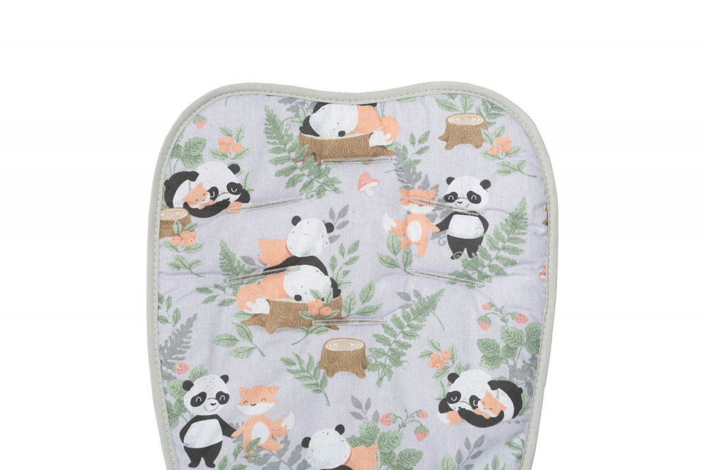 Set Saltea,Pernuta fluture,Protectii centuri si bara protectie pentru carucior copii Sensillo Panda and Fox,Compatibilitate universala,Reversibil,Material Fleece premiumBumbac,Umplutura antialergica,Orificii pentru centuri - 1