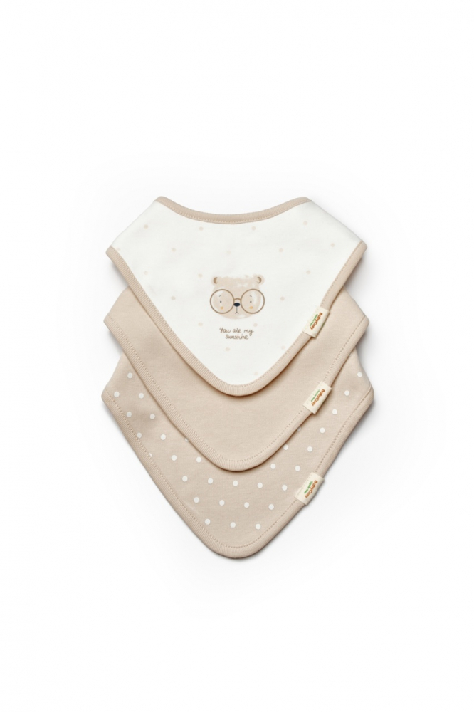 Set de 3 bavete pentru nou nascut, 100 bumbac organic, TeddyBear, BabyCosy