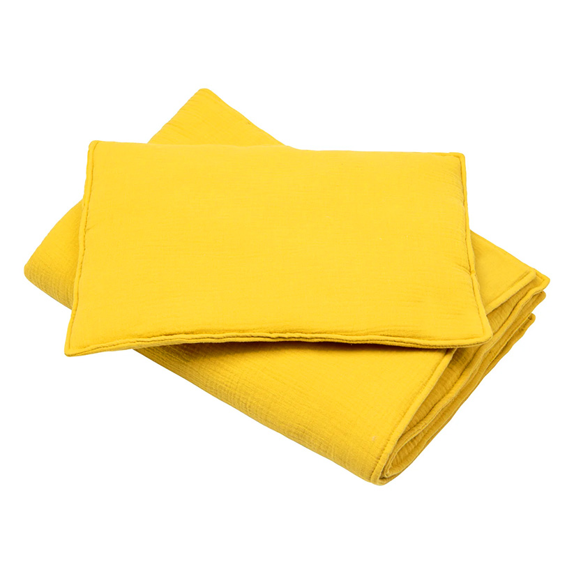 Set paturica si perna din muselina, 95 x 65 cm, Little Amy, Galben - 1