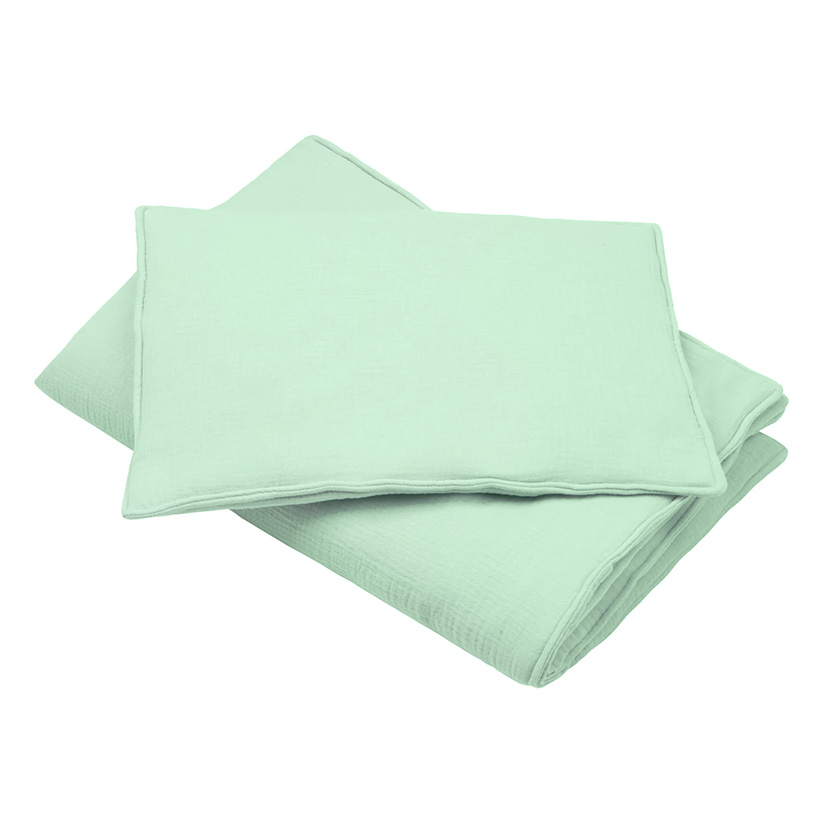 Set paturica si perna din muselina, 95 x 65 cm, Little Amy, Menta - 1
