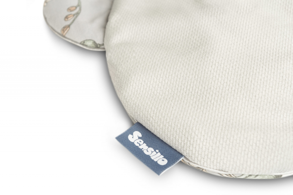 Set pernuta si pilota pentru caruciorlandoupatut copii Sensillo Lily Grey cu doua fete bumbaccatifea, Umplutura silicon lyocell antialergic, Perna cu urechiuse, Recomandat de la nastere