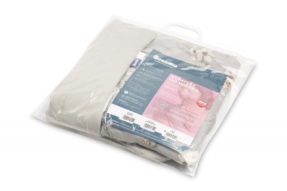 Set pernuta si pilota pentru caruciorlandoupatut copii Sensillo Lily Grey cu doua fete bumbaccatifea, Umplutura silicon lyocell antialergic, Perna cu urechiuse, Recomandat de la nastere - 1