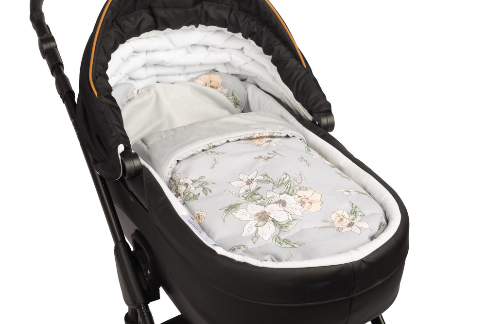 Set pernuta si pilota pentru caruciorlandoupatut copii Sensillo Lily Grey cu doua fete bumbaccatifea, Umplutura silicon lyocell antialergic, Perna cu urechiuse, Recomandat de la nastere - 2