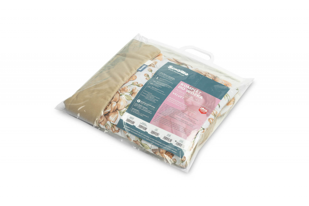 Set pernuta si pilota pentru caruciorlandoupatut copii Sensillo Teddy Square Beige cu doua fete bumbaccatifea, Umplutura silicon lyocell antialergic, Perna cu urechiuse, Recomandat de la nastere - 1