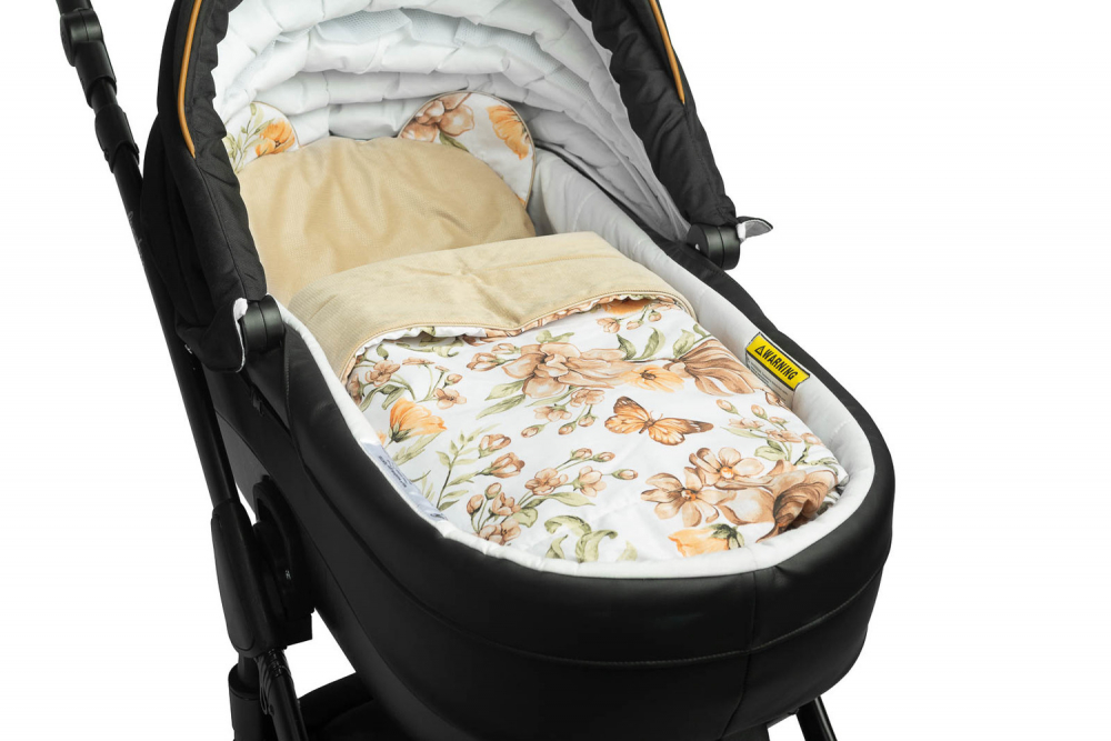 Set pernuta si pilota pentru caruciorlandoupatut copii Sensillo Teddy Square Beige cu doua fete bumbaccatifea, Umplutura silicon lyocell antialergic, Perna cu urechiuse, Recomandat de la nastere - 2