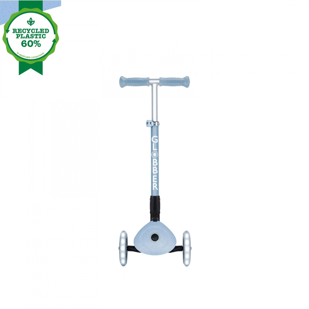 Trotineta Globber Junior ECO Albastru, pliabila, ghidon din aluminiu reglabil, roti cu Led, greutate admisa 50 kg - 1
