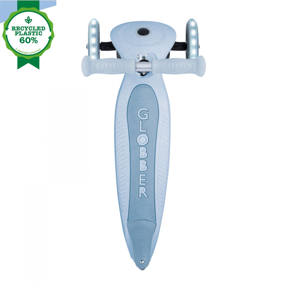 Trotineta Globber Junior ECO Albastru, pliabila, ghidon din aluminiu reglabil, roti cu Led, greutate admisa 50 kg - 8