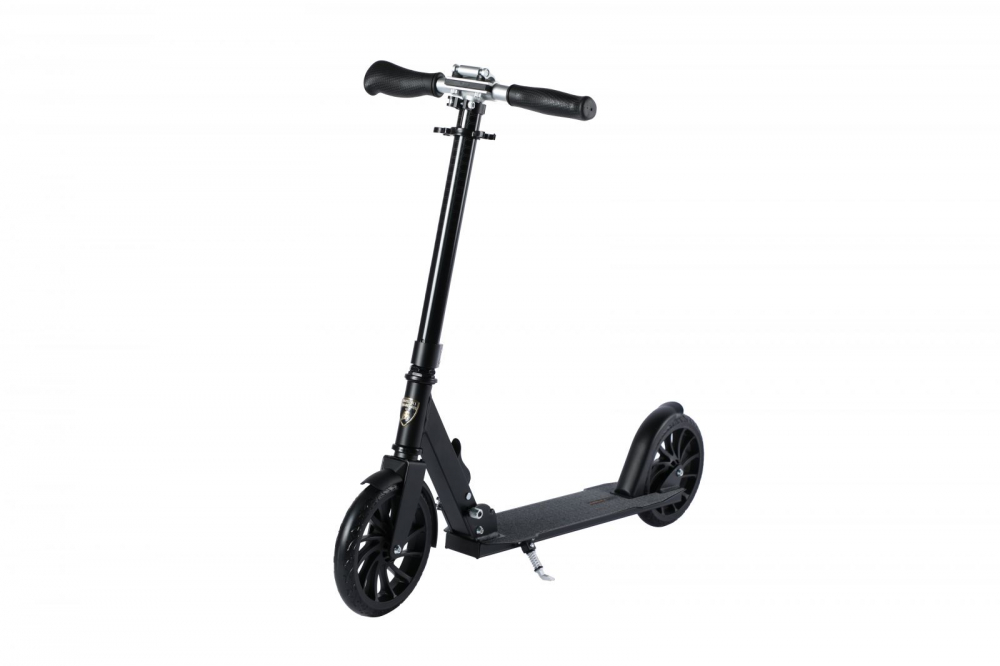 Trotineta Mesuca Lamborghini Negru cu 2 roti, pliabila, cadru din aluminiu, rulmenti carbon ABEC-7, ghidon reglabil, platforma antiderapanta, cric, greutate admisa 100 kg