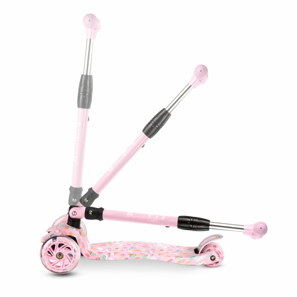 Trotineta pentru copii Kidwell Vento Candy pliabila, cu suspensie, roti cu led, ghidon din aluminiu reglabil, greutate admisa 50 kg, varsta 3 ani+ - 1