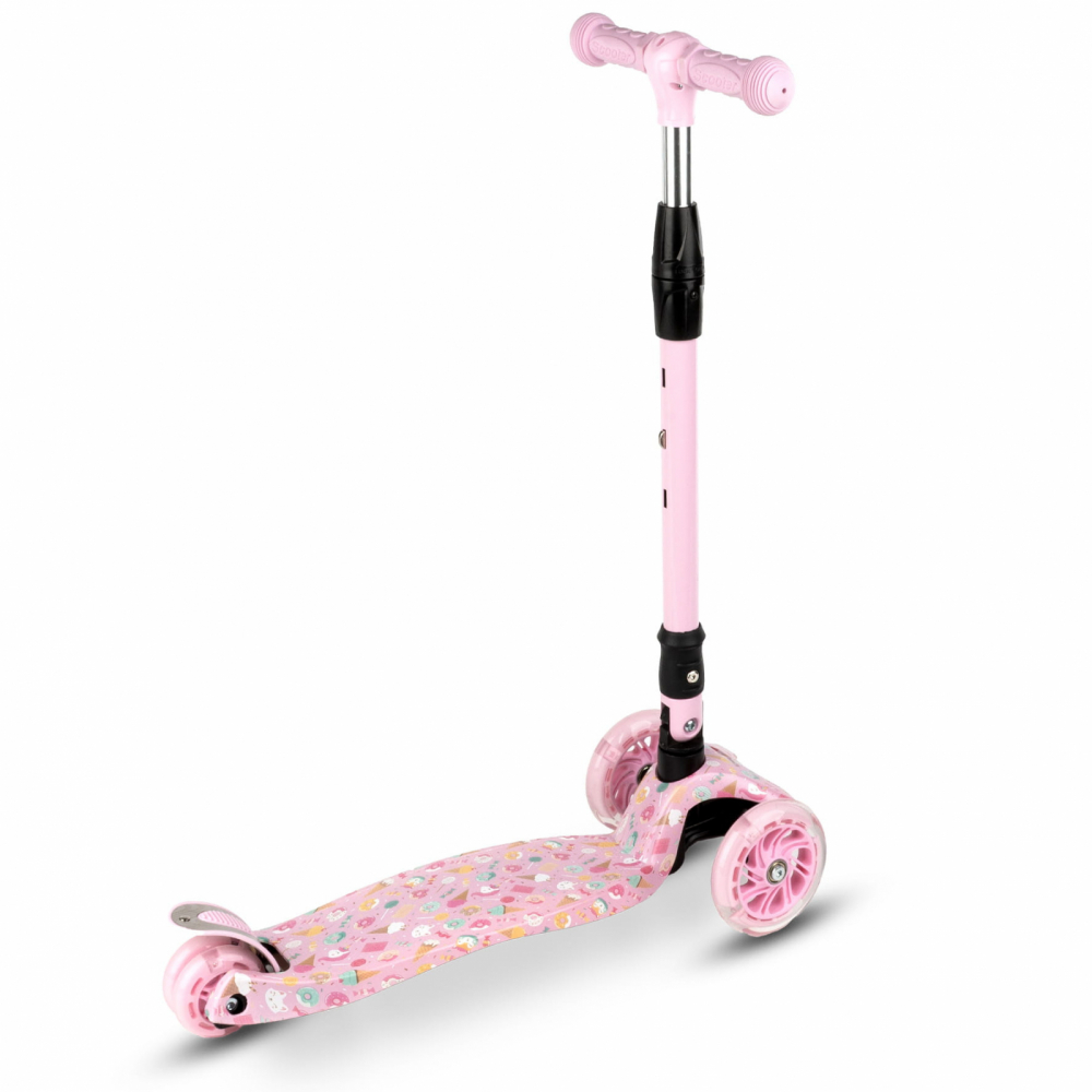 Trotineta pentru copii Kidwell Vento Candy pliabila, cu suspensie, roti cu led, ghidon din aluminiu reglabil, greutate admisa 50 kg, varsta 3 ani+ - 3