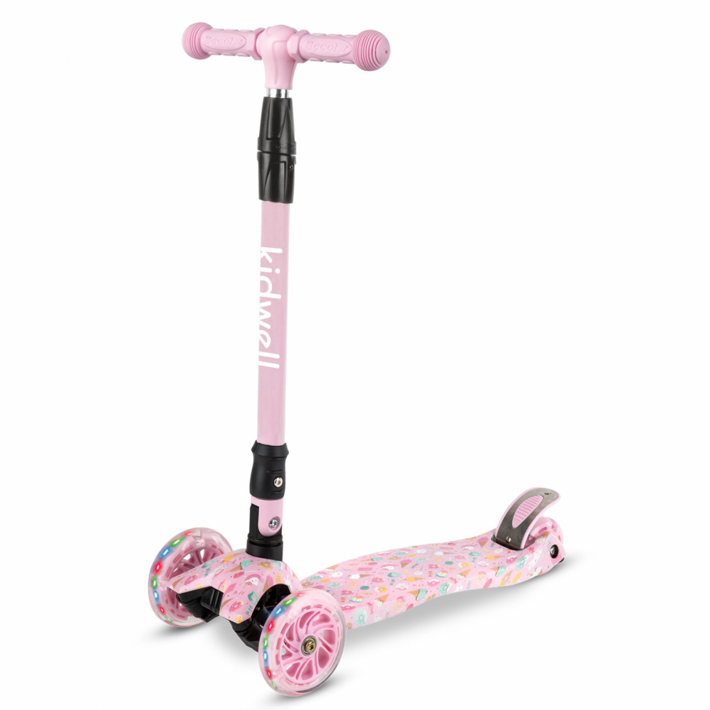 Trotineta pentru copii Kidwell Vento Candy pliabila, cu suspensie, roti cu led, ghidon din aluminiu reglabil, greutate admisa 50 kg, varsta 3 ani+ - 4