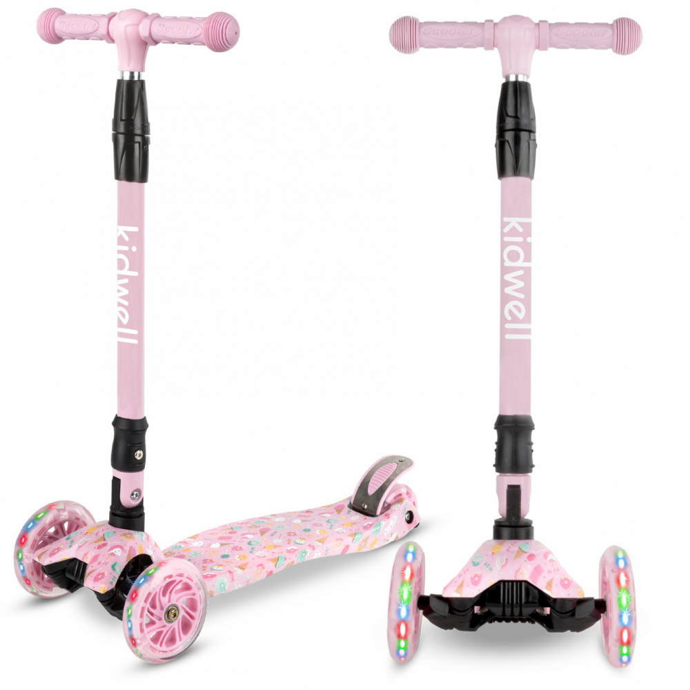 Trotineta pentru copii Kidwell Vento Candy pliabila, cu suspensie, roti cu led, ghidon din aluminiu reglabil, greutate admisa 50 kg, varsta 3 ani+ - 5