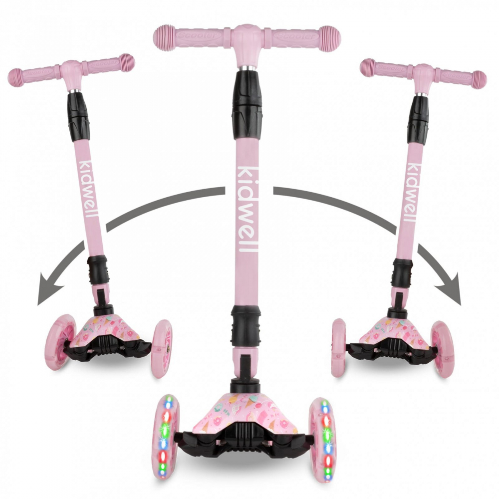 Trotineta pentru copii Kidwell Vento Candy pliabila, cu suspensie, roti cu led, ghidon din aluminiu reglabil, greutate admisa 50 kg, varsta 3 ani+ - 6
