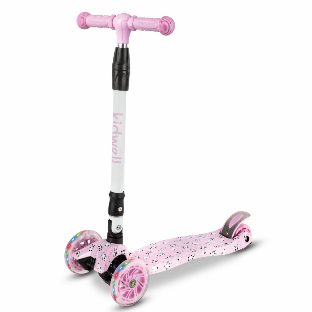 Trotineta pentru copii Kidwell Vento Panda pliabila, cu suspensie, roti cu led, ghidon din aluminiu reglabil, greutate admisa 50 kg, varsta 3 ani+ - 3