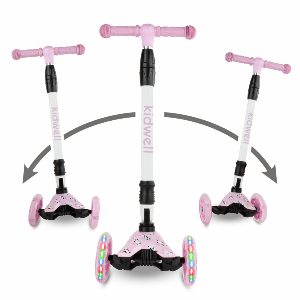 Trotineta pentru copii Kidwell Vento Panda pliabila, cu suspensie, roti cu led, ghidon din aluminiu reglabil, greutate admisa 50 kg, varsta 3 ani+ - 4