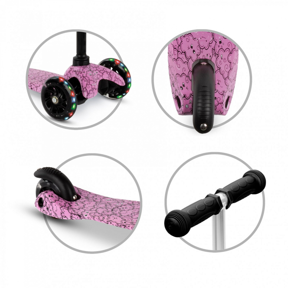 Trotineta pentru copii Kidwell Uno Clouds, reglabila, roti luminoase, 3+ ani, pana la 25 kg - 5