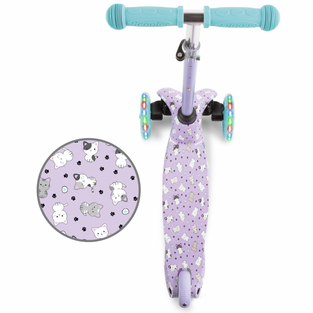 Trotineta pentru copii Kidwell Uno Kitty, reglabila, roti luminoase, 3+ ani, pana la 25 kg - 1