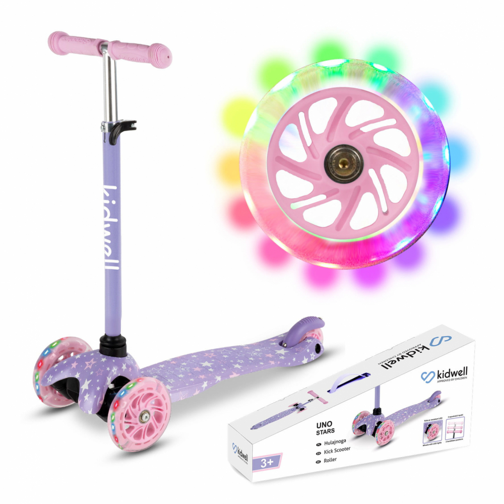 Trotineta pentru copii Kidwell Uno Stars, reglabila, roti luminoase, 3+ ani, pana la 25 kg