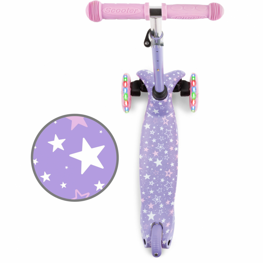 Trotineta pentru copii Kidwell Uno Stars, reglabila, roti luminoase, 3+ ani, pana la 25 kg - 1