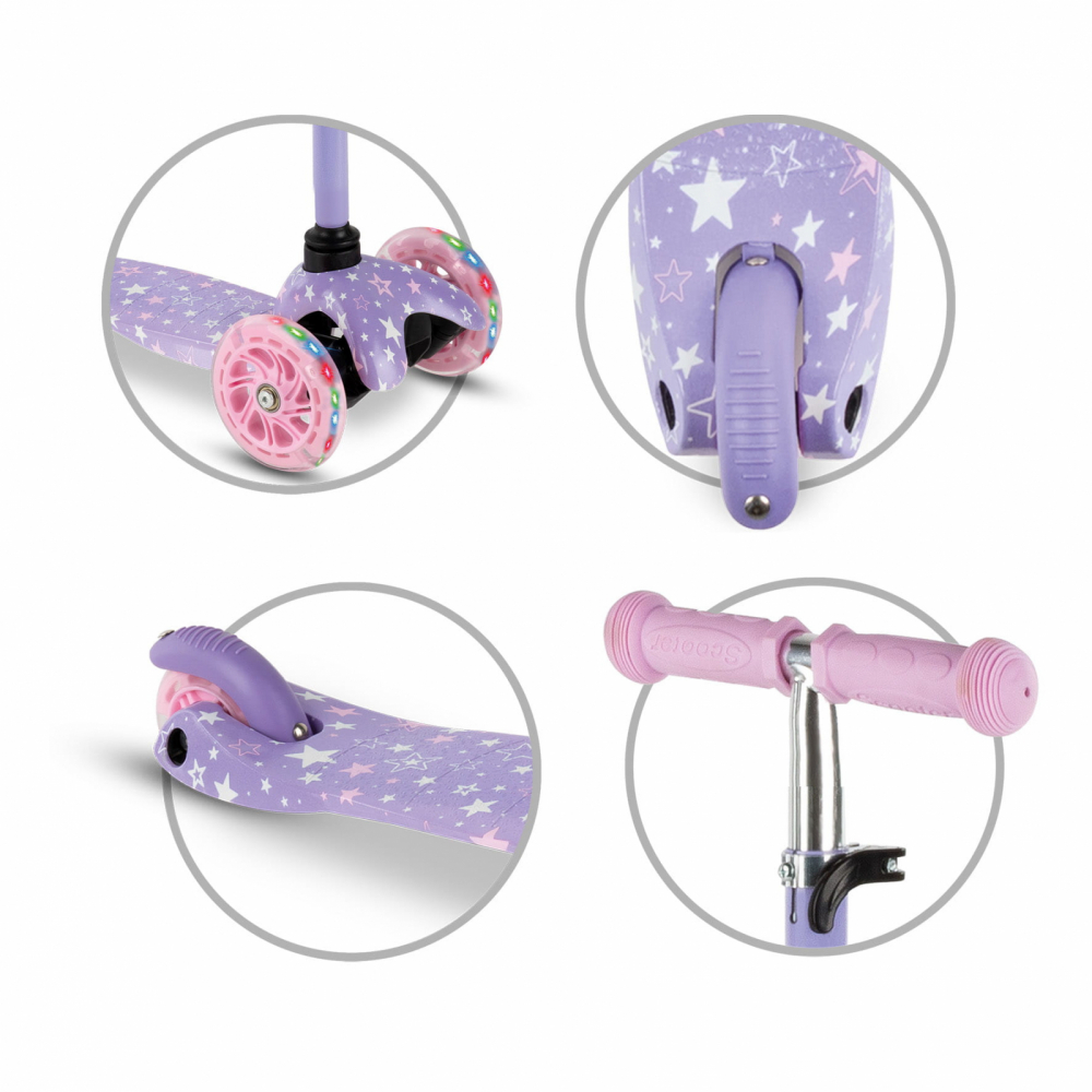 Trotineta pentru copii Kidwell Uno Stars, reglabila, roti luminoase, 3+ ani, pana la 25 kg - 2